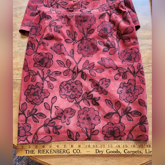 Vintage Emanuel Ungaro Paris Italy red lambskin suit jacket skirt set 10 VGUC - Picture 12 of 17